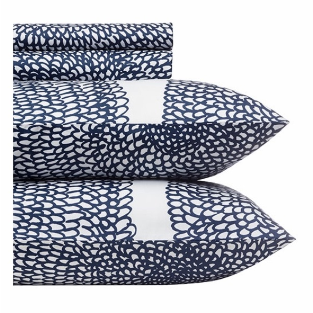 Marimekko “Pippurikera” Navy Blue & White Standard Pillowcases Pair